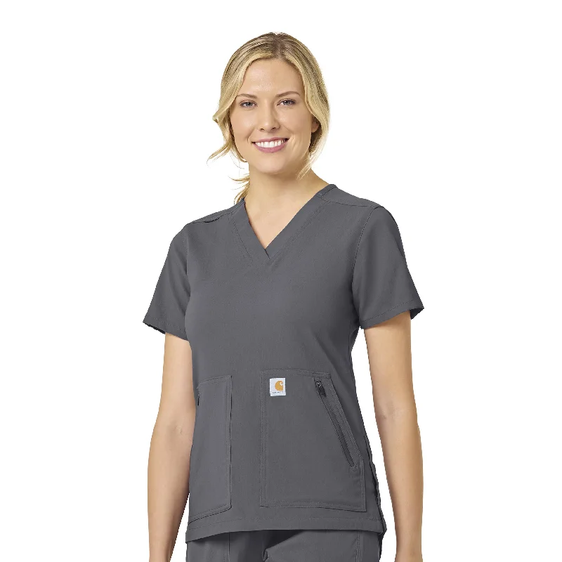 Carhartt Rugged Flex Peak Women's 4-Pocket V-Neck Scrub Top - Pewter Discover Promotions