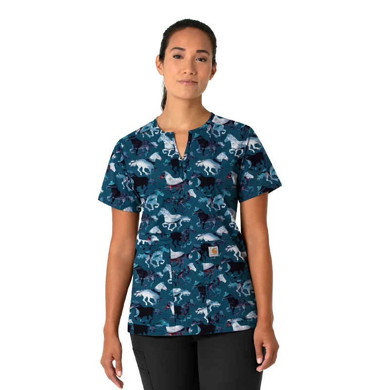 Carhartt Women's Notch Neck Print Scrub Top - Filly Trot Flash Sale Now