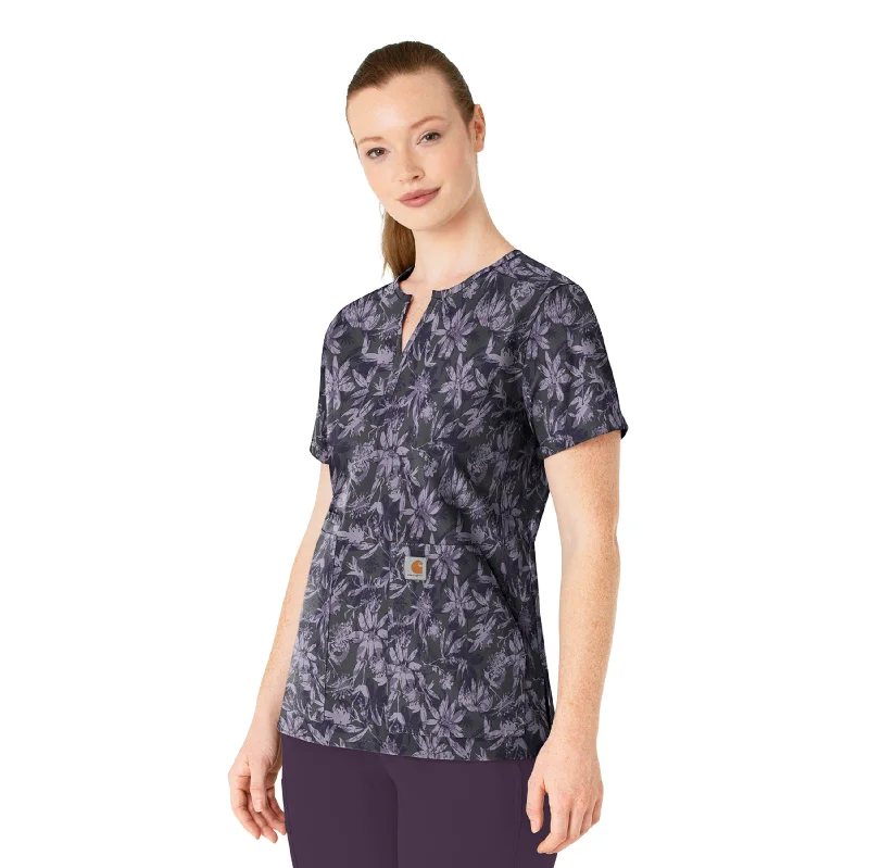 Carhartt Women's Notch Neck Print Scrub Top - Shadow Blossoms Big Discounts