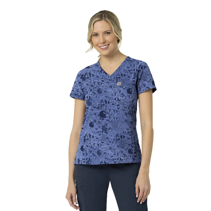 Carhartt Women's Tuck-In Print Scrub Top - Geo Logo Riverside Buy More, Save More