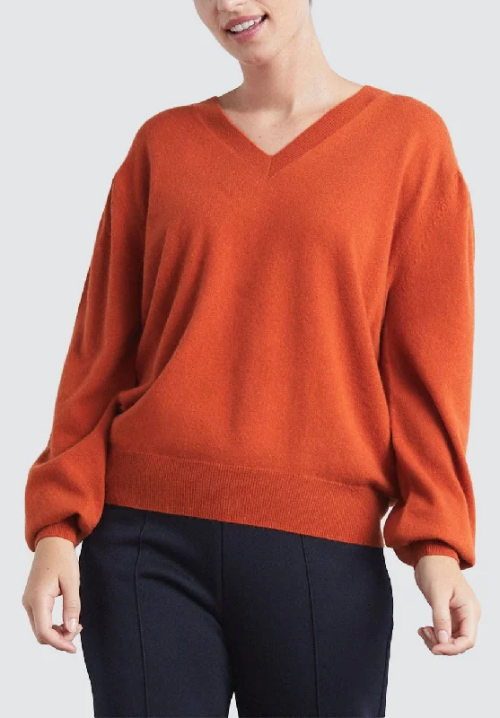 Cashmere V Neck Sweater | Orange Must-Have Styles