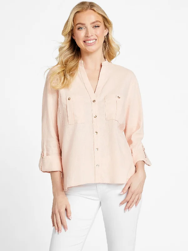 Charlotte Linen Button-Up Top Trendy Women's Collection