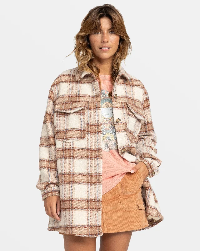 Check The Swell IIII Shacket - Parchement Paradise Plaid Stylish Savings