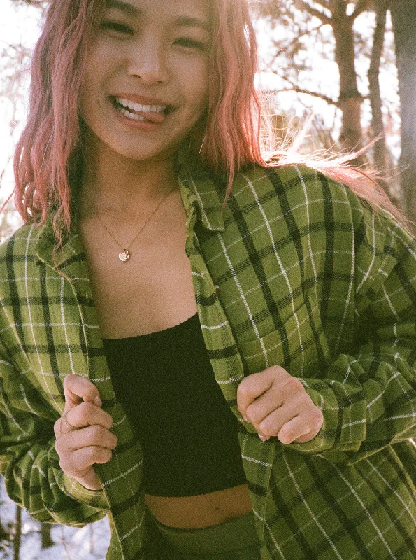 Chloe Kim Oversized Flannel Shirt - Iguana Platz Plaid Season Offer