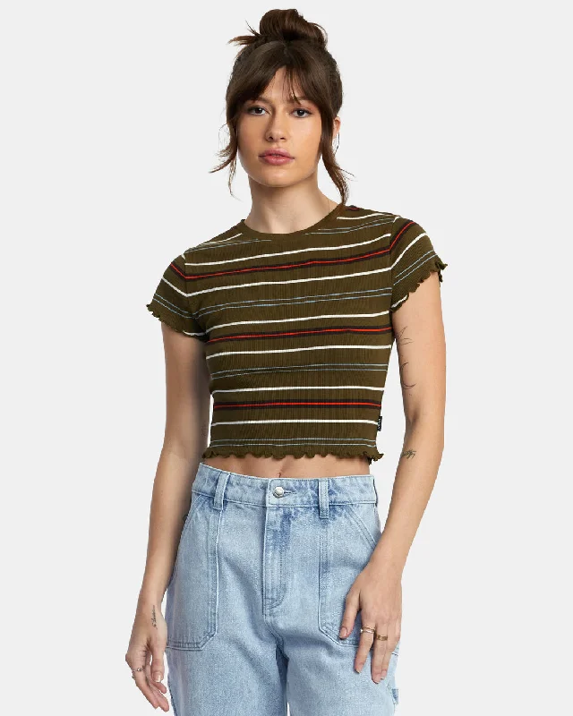 Classmate Crop Tee - Dark Olive Shop Sales