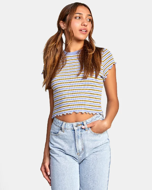 Classmate Crop Tee - Grey Purple Summer Essentials