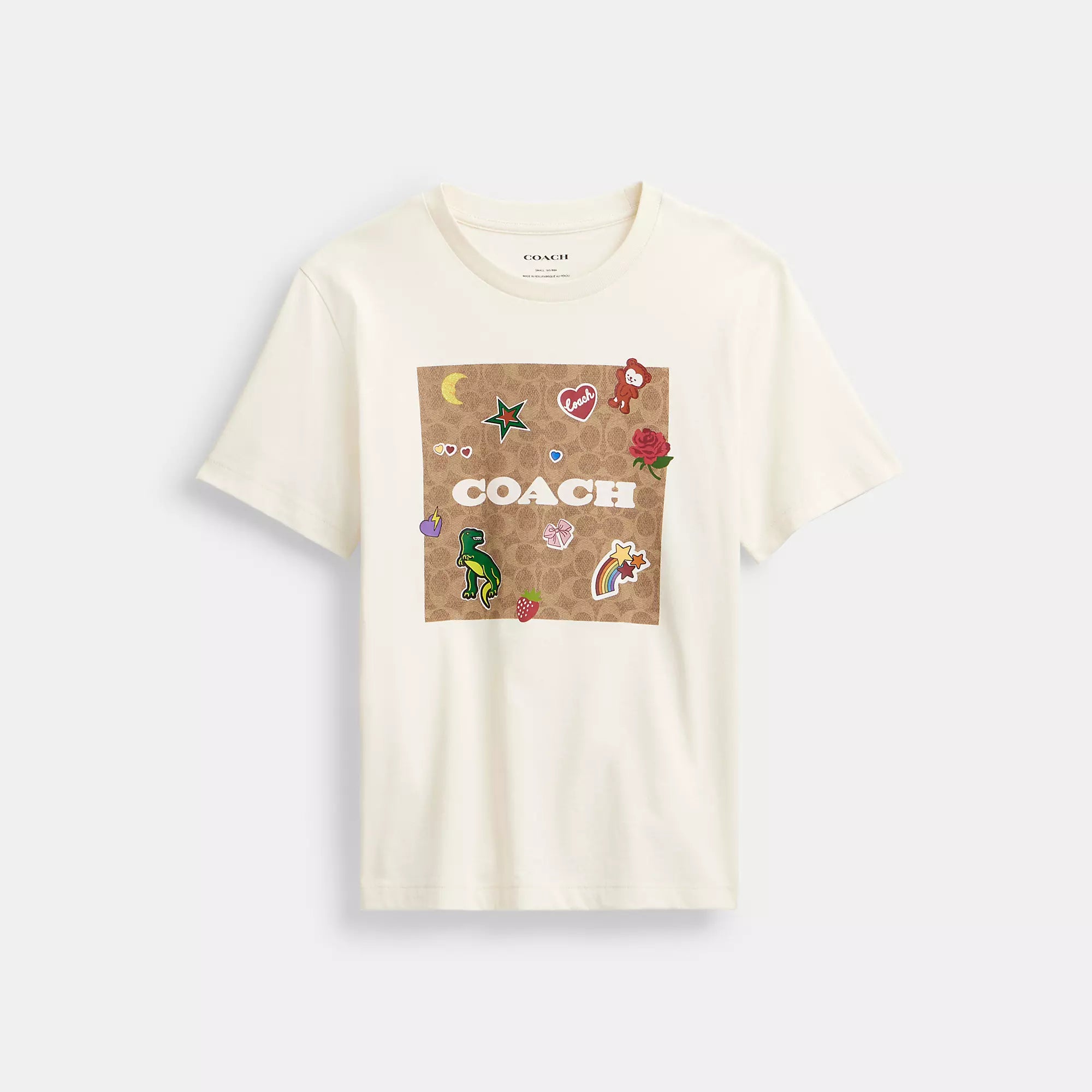 Coach Outlet Signature Square T Shirt In Organic Cotton With Sticker Patches Big Discounts