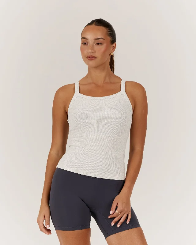 CONTROL RIBBED TANK TOP - SNOW GREY Bold Fashion