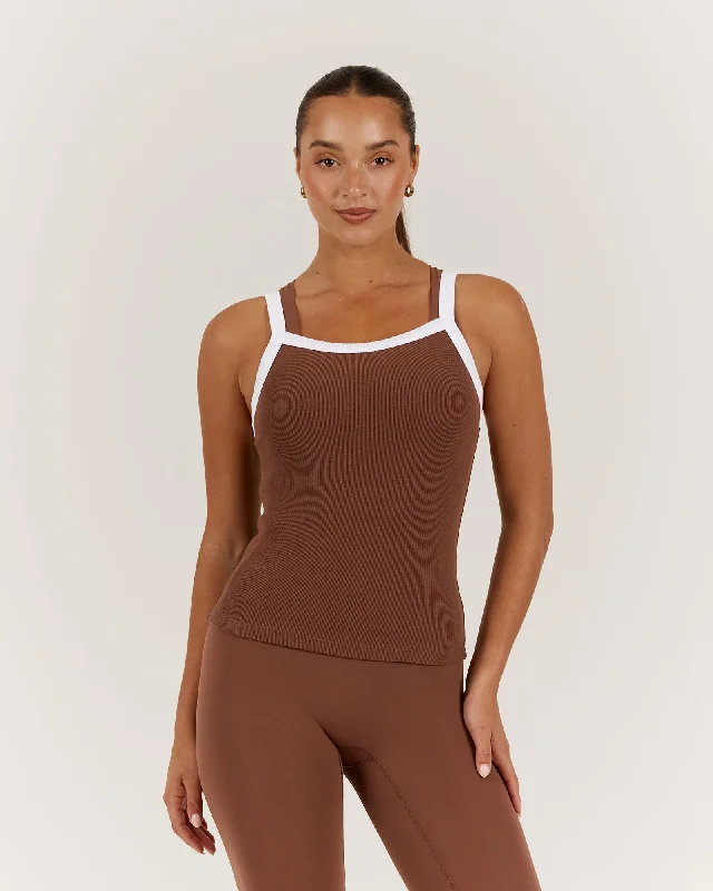 CONTROL RIBBED TANK TOP - TOFFEE Romantic Date - Night Ensemble