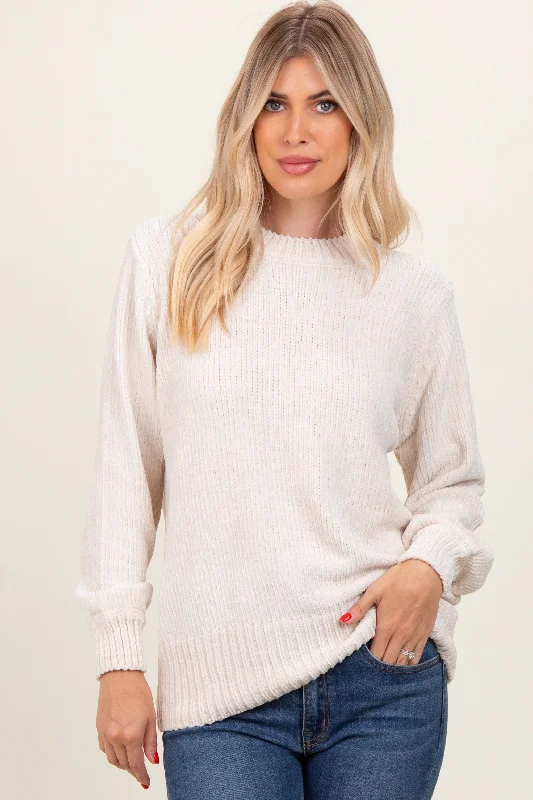 Cream Chenille Knit Sweater Top Brand Discounts