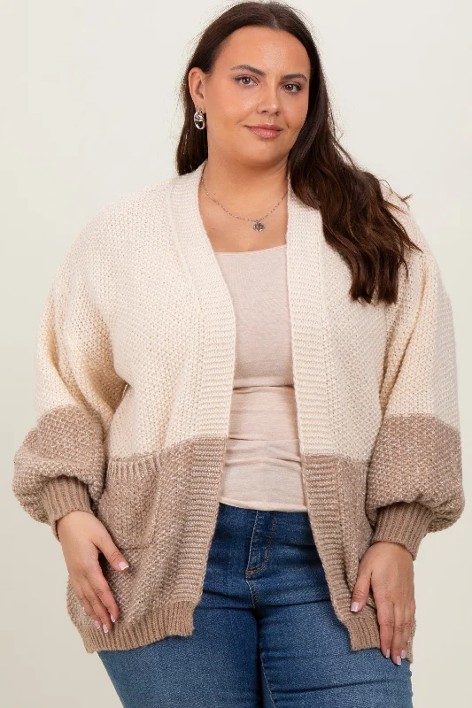 Cream Colorblock Bubble Sleeve Maternity Cardigan Explore What's New