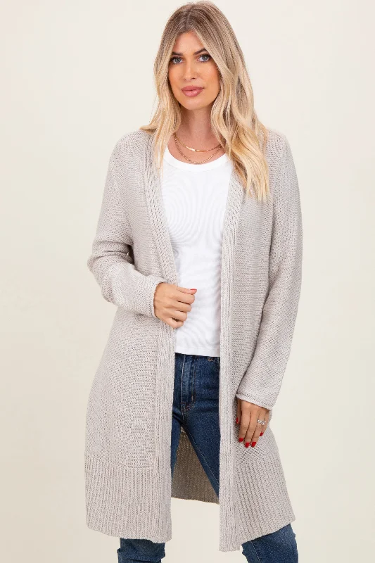 Cream Contrast Rib Long Open Cardigan Shop Our Looks