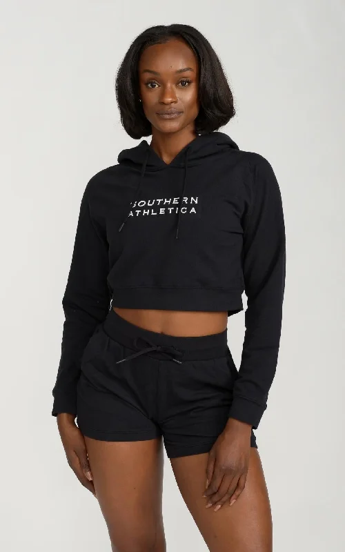 Women's Cropped Hoodie in Black High End Women's Wear