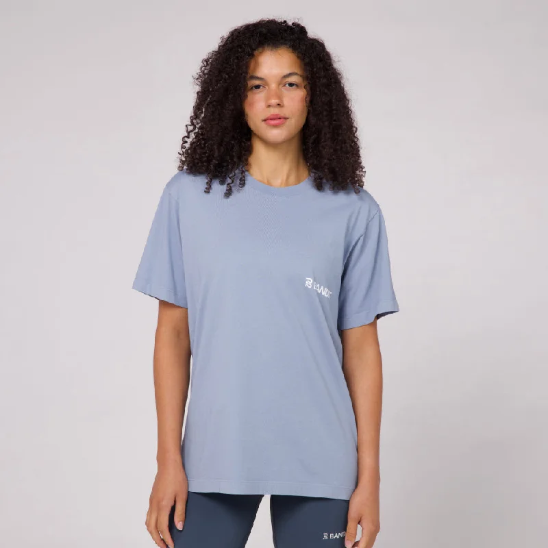 Current Tee, Unisex - Smokey Blue with White All Season Basics Discount