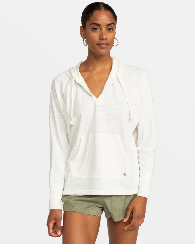 Destination Surf Long-Sleeve Hooded Top - Egret Feminine Elegance