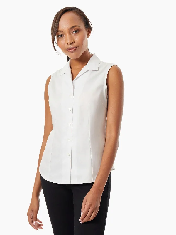 Easy-Care Sleeveless Button-Up Shirt Refined Look