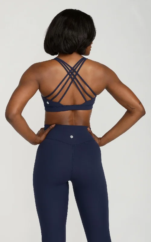 Elan Sports Bra in Navy Effortless Sophistication