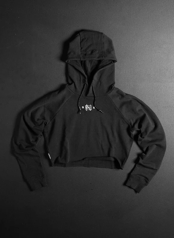 EMB CROP HOODIE - BLACK Durable Fashion Picks