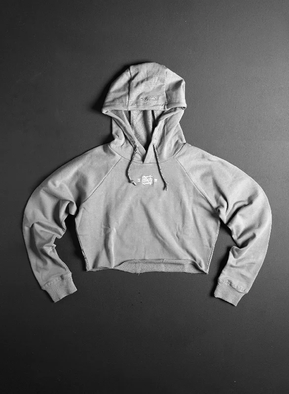 EMB CROP HOODIE - GREY Quality Wear