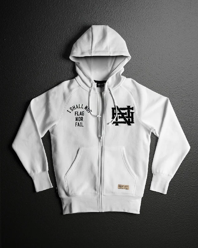 VARSITY PATCH ZIP UP - WHITE Last Chance Sale