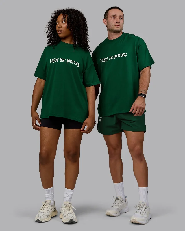 Unisex Enjoy The Journey Heavyweight Tee Oversize - Deep Emerald-Off-White Break Fashion Norms