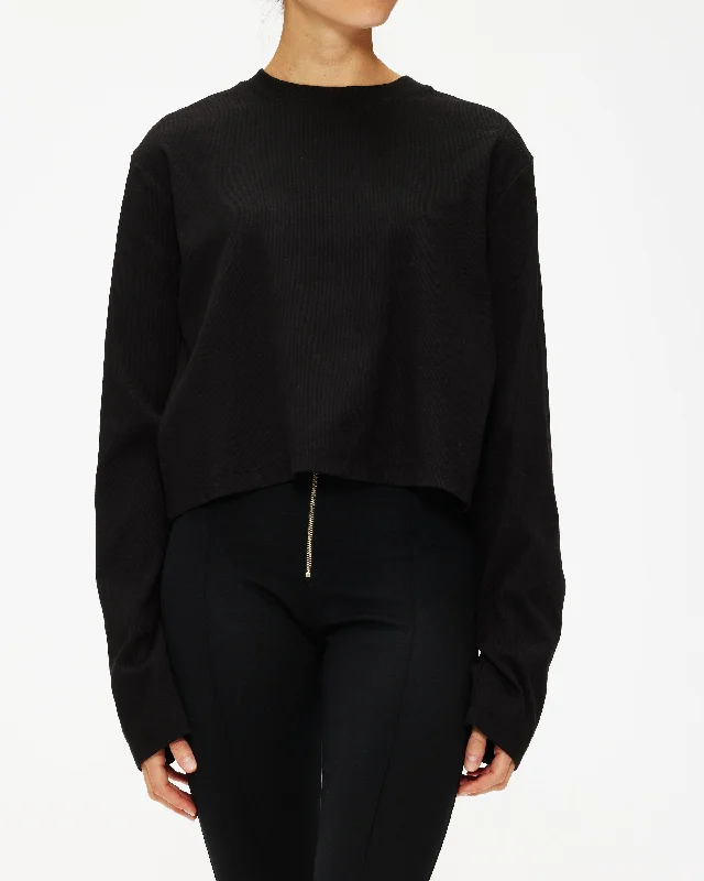 Enza Costa Supima Knit Boxy Long Sleeve Crew End Of Season Sale