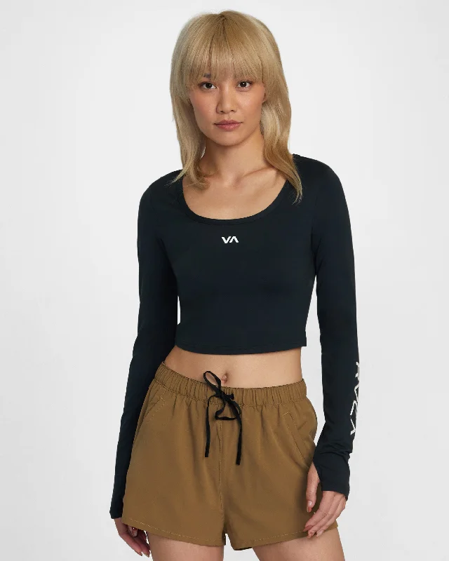 Essential Long Sleeve Cropped Tee - Black Latest Fashion