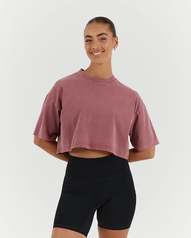 ESSENTIALS CROPPED TEE - FADED BERRY Daily Essentials