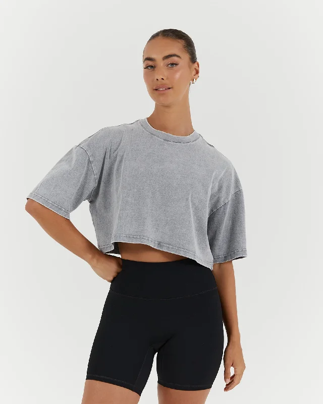 ESSENTIALS CROPPED TEE - FADED GREY Elegant Styles