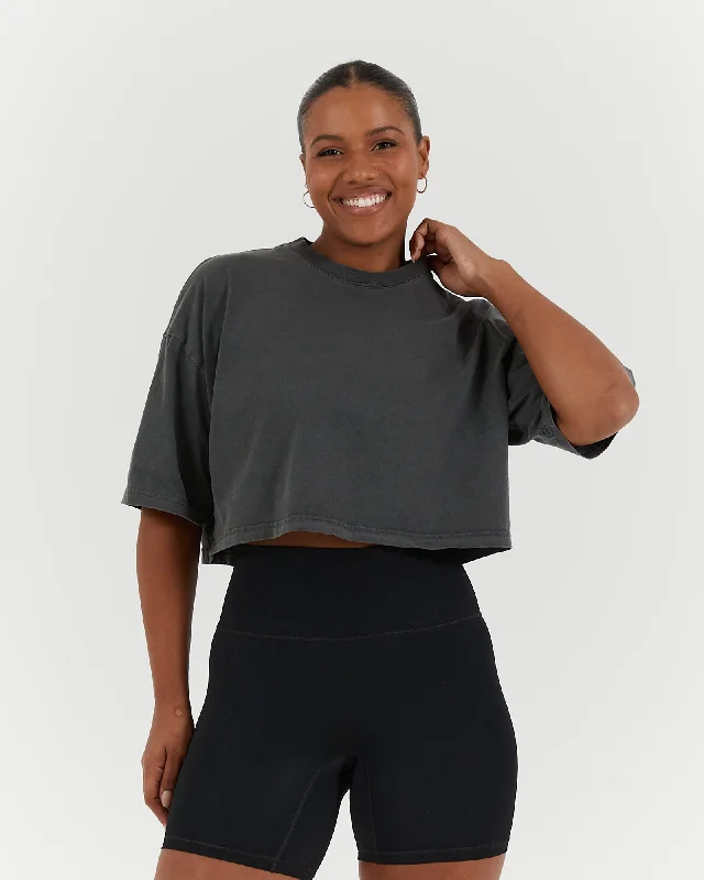 ESSENTIALS CROPPED TEE - FADED ONYX Effortless Style