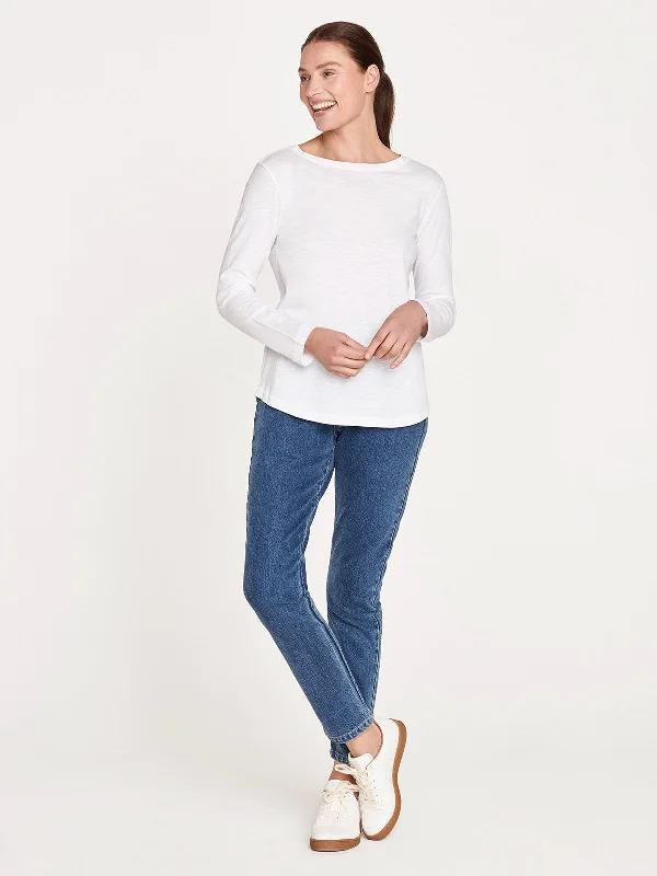 Fairtrade Organic Cotton Long Sleeve Jersey Top - White Bid Farewell To The Old Season