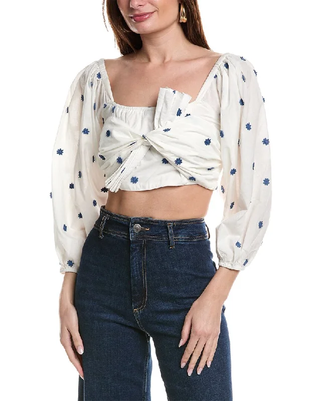 FARM Rio Blue Flowers Crop Top Women's Fashion Hotspots