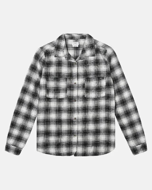 Figueroa Oversized Long Sleeve Flannel Shirt - True Black Break Fashion Norms