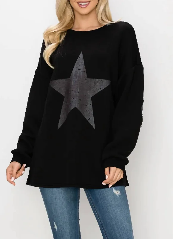 Finola Pointe Knit Star Top In Black Travel Essentials