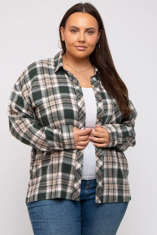 Forest Green Plaid Button Down Plus Top Fashion For Every Occasion