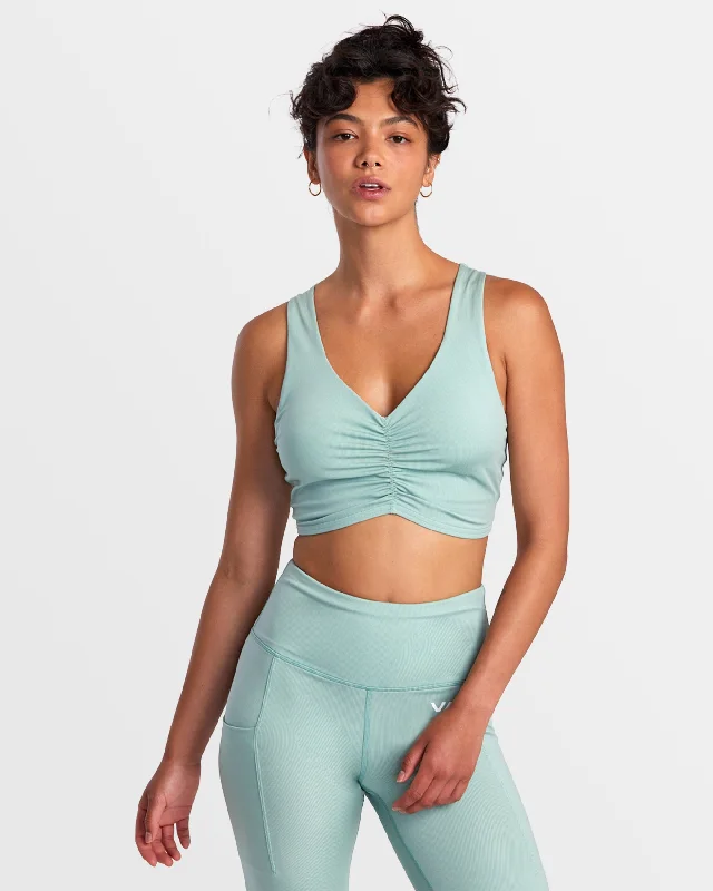 Gathered Front Fitted Crop Top - Green Haze Luxury Fashion