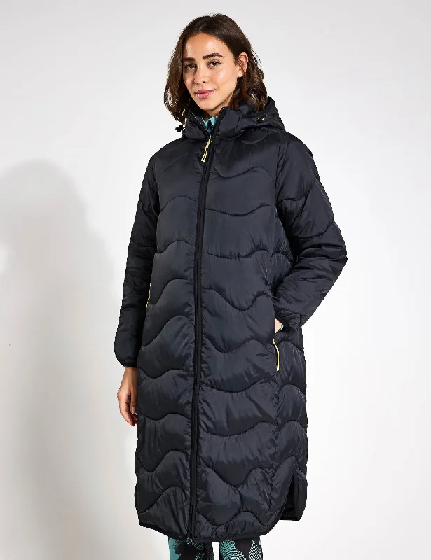 Stormwear Quilted Hooded Longline Puffer Coat - Black Weekend Special