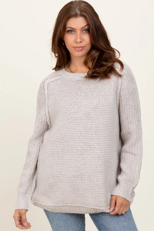 Grey Basic Chunky Knit Sweater Comfortable Chic