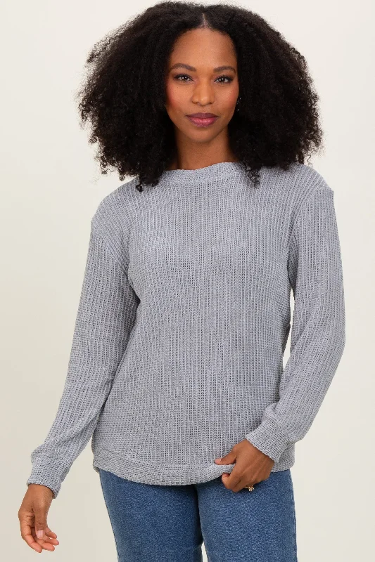 Heather Grey Chenille Knit Sweater Refined Simplicity