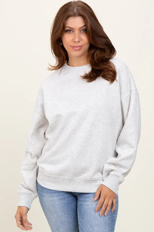 Heather Grey Fleece Crew Neck Relaxed Fit Sweatshirt Buy More, Save More