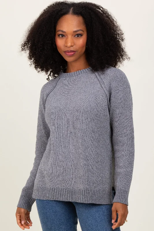 Heather Grey Raglan Knit Sweater Sophisticated Outfits