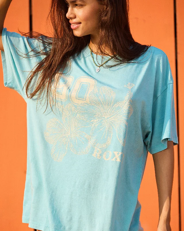 Hibiscus Collegiate Oversized T-Shirt - Maui Blue Wardrobe Refresh