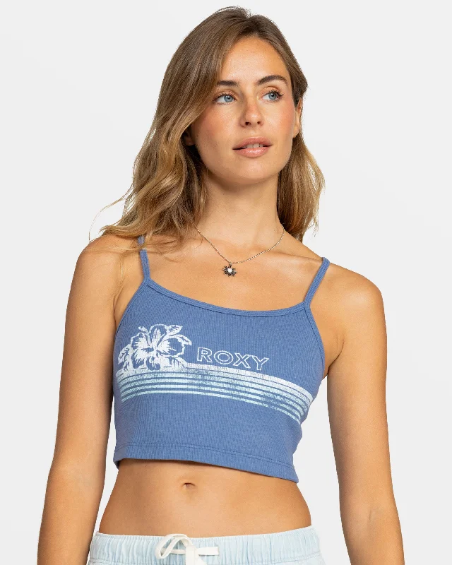 Hibiscus Stripe Dive In Cropped Tank Top - Coastal Fjord Seasonal Trends