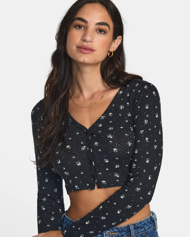 Homecoming Pointelle Long Sleeve Top - RVCA Black Budget Friendly Fashion