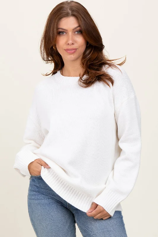 Ivory Soft Knit Basic Sweater Chic Style, Always In Vogue