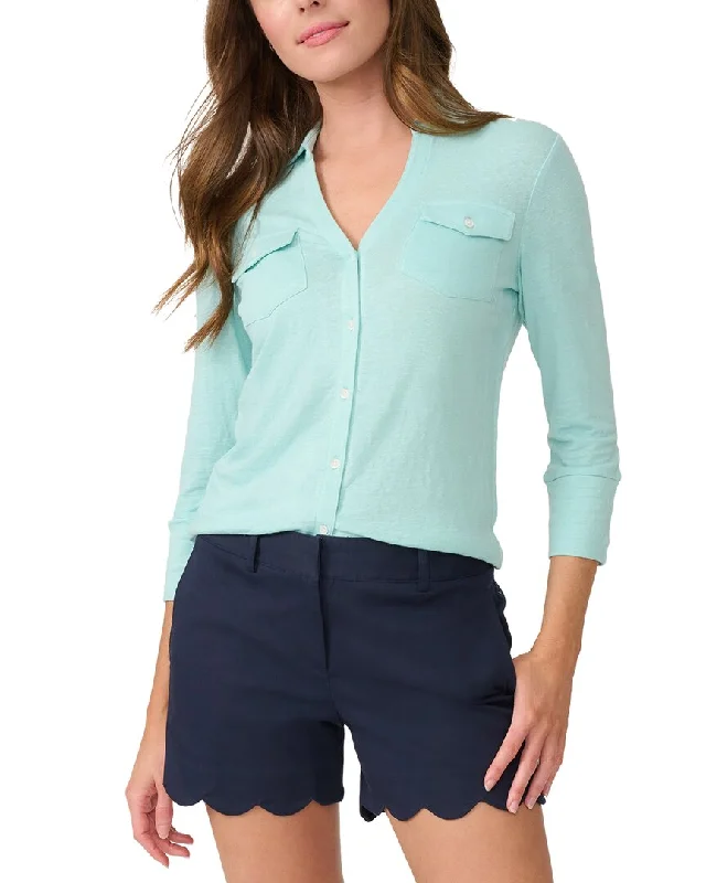 J.McLaughlin Solid Brynn Knit Linen-Blend Top Style Beyond Borders