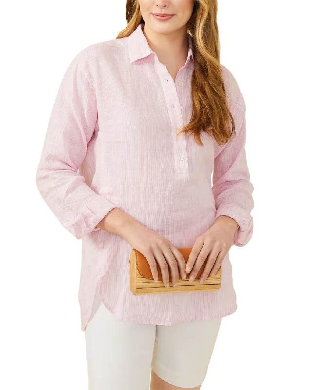 J.McLaughlin Stripe Fallon Linen Blouse Special Offers