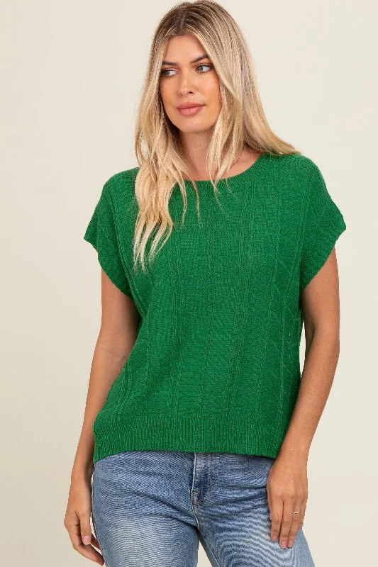 Jade Knit Short Sleeve Sweater Top Athleisure Wear Promotion