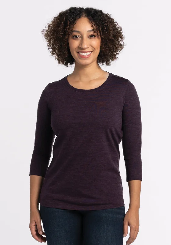 Jenny 3/4 Sleeve Crew Neck - Deep Plum Summer Fashion