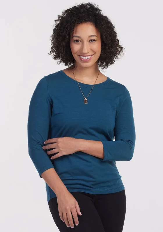 Jenny 3/4 Sleeve Crew Neck - Real Teal Exclusive Sale